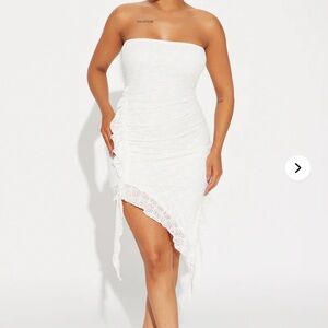 NWT Fashion Nova Strapless Luna Lace White Mini Dress